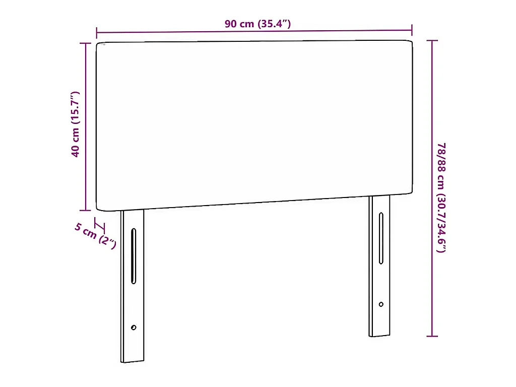 Testiera Grigio scuro 90 cm Tessuto in Cords