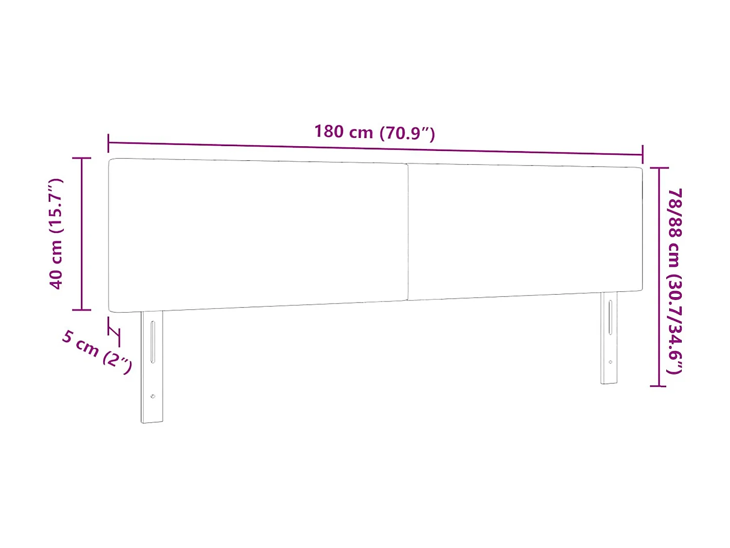 Testiera con testiera Grigio chiaro 180 cm Pelle Sintetica