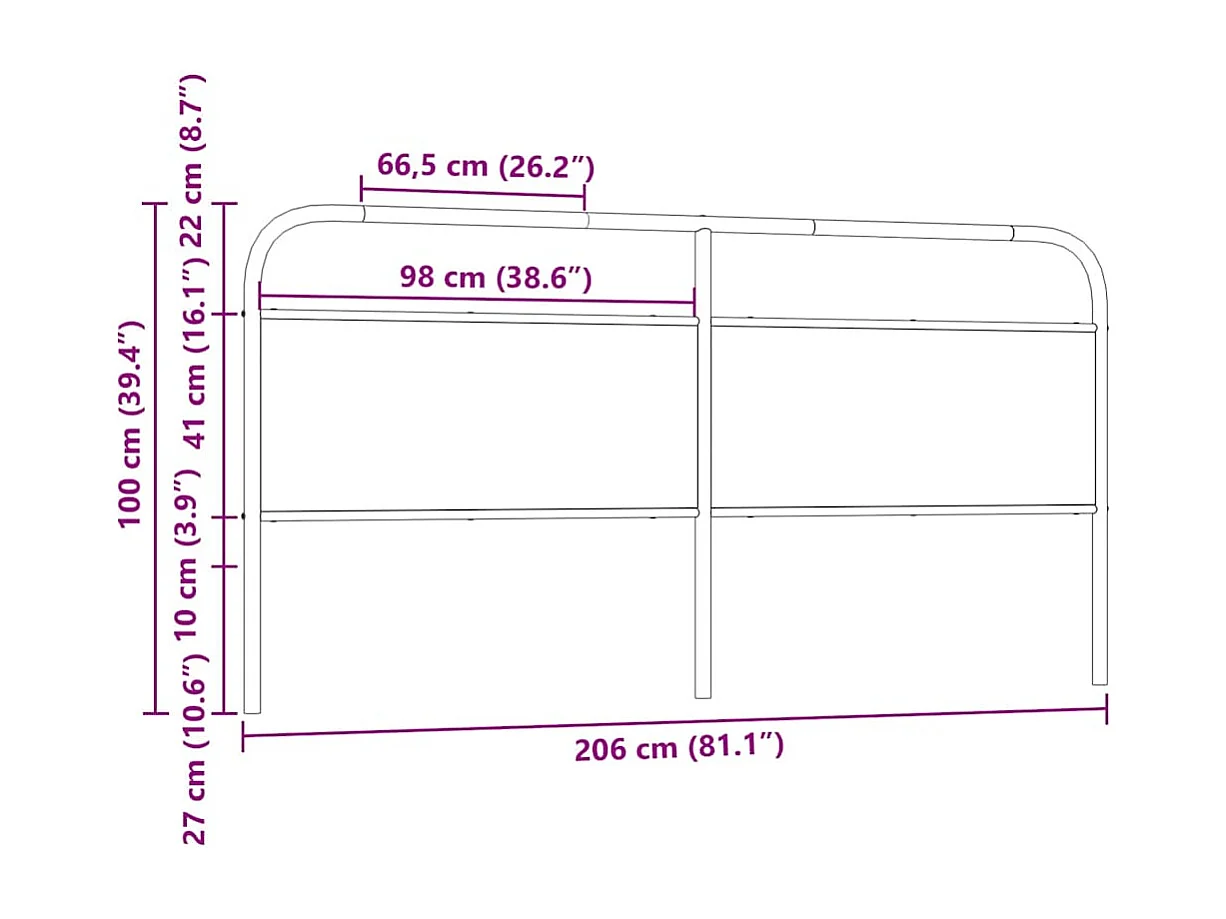 Kopfteil Braun Eichen-Optik 200 cm Stahl und Holzwerkstoff