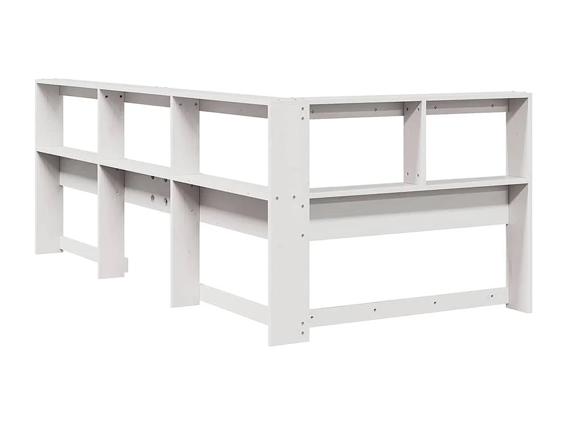 Kopfteil mit Bücherregal L-Form Weiß 90 cm Massivholz Kiefer