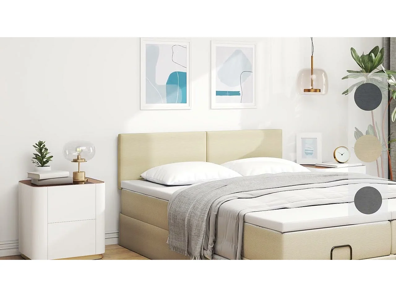 Tête de lit avec tête de lit Gris clair 160 cm Tissu côtelé