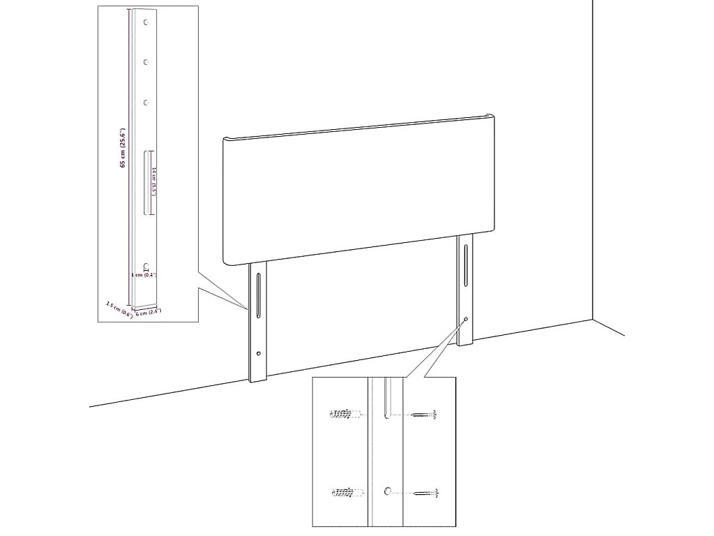 in hoogte verstelbaar hoofdbord Taupe 160 cm Stof