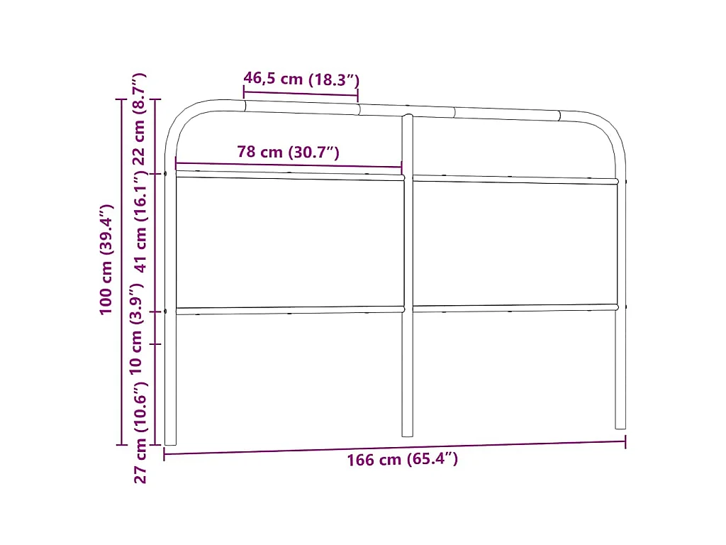Cabeceira de substituição 160cm derivados madeira/aço carvalho castanho