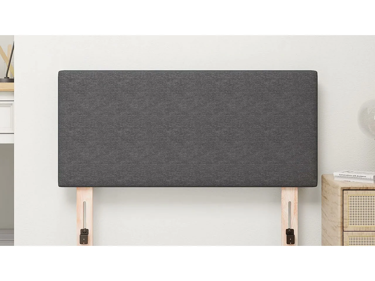 Tête de lit avec tête de lit Crème 100 cm Tissu côtelé