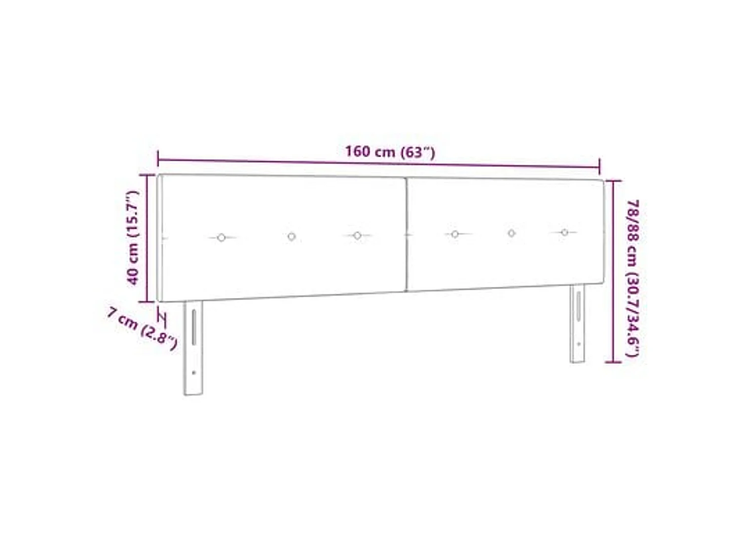 Testiera regolabile in altezza Grigio scuro 160 cm Tessuto