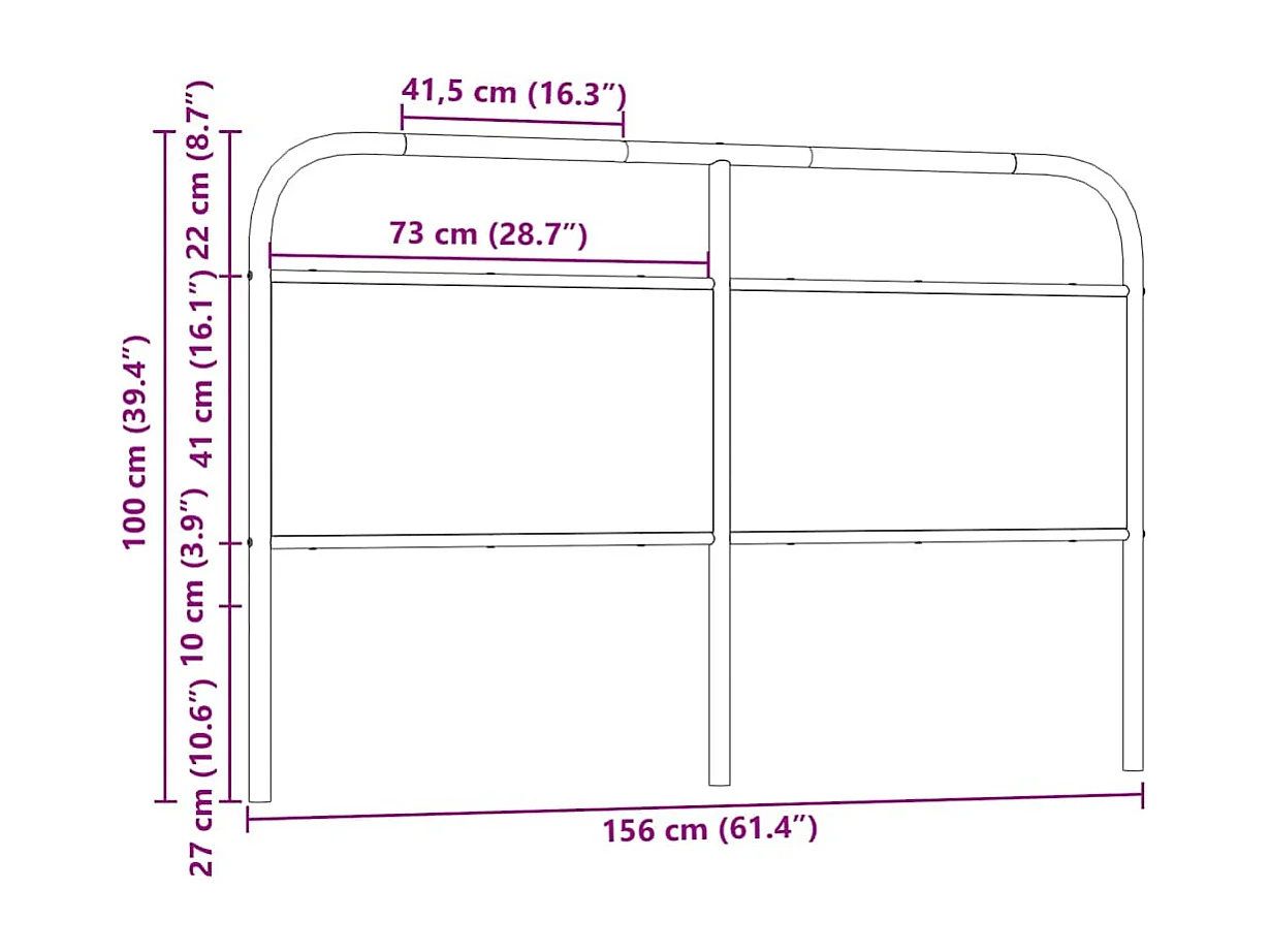 Testiera Rovere Marrone 150 cm in Acciaio e Truciolato