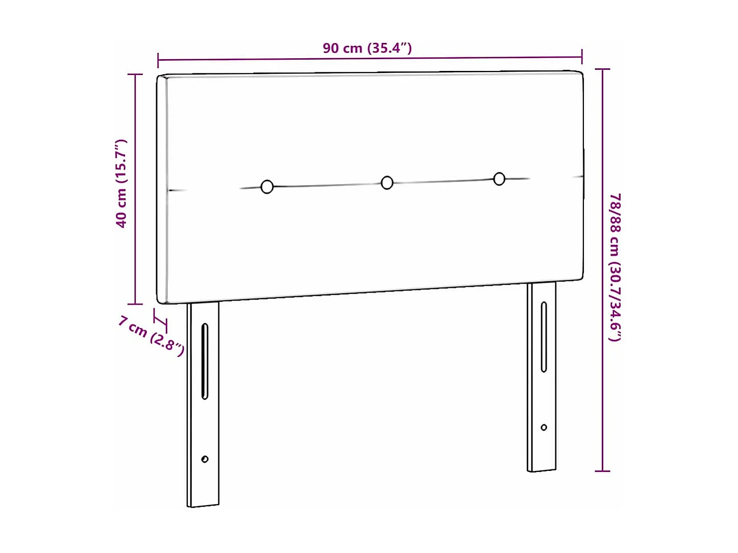 Testiera regolabile in altezza Marrone Scuro 90 cm Tessuto