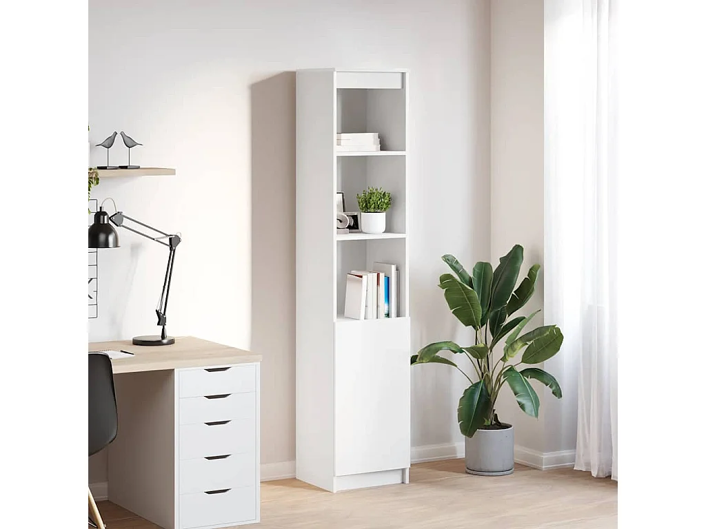 Buffet haut blanc 37,5x35x180 cm bois d'ingénierie