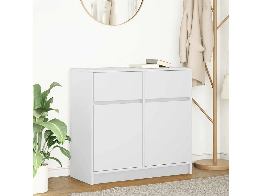 Sideboard mit Schublade Weiß 80x34x76 cm Holzwerkstoff