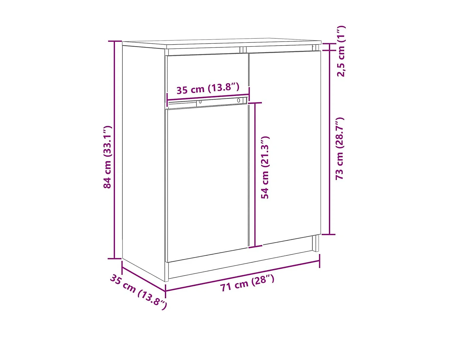Sideboard mit Schublade Weiß 71x35x84 cm Holzwerkstoff