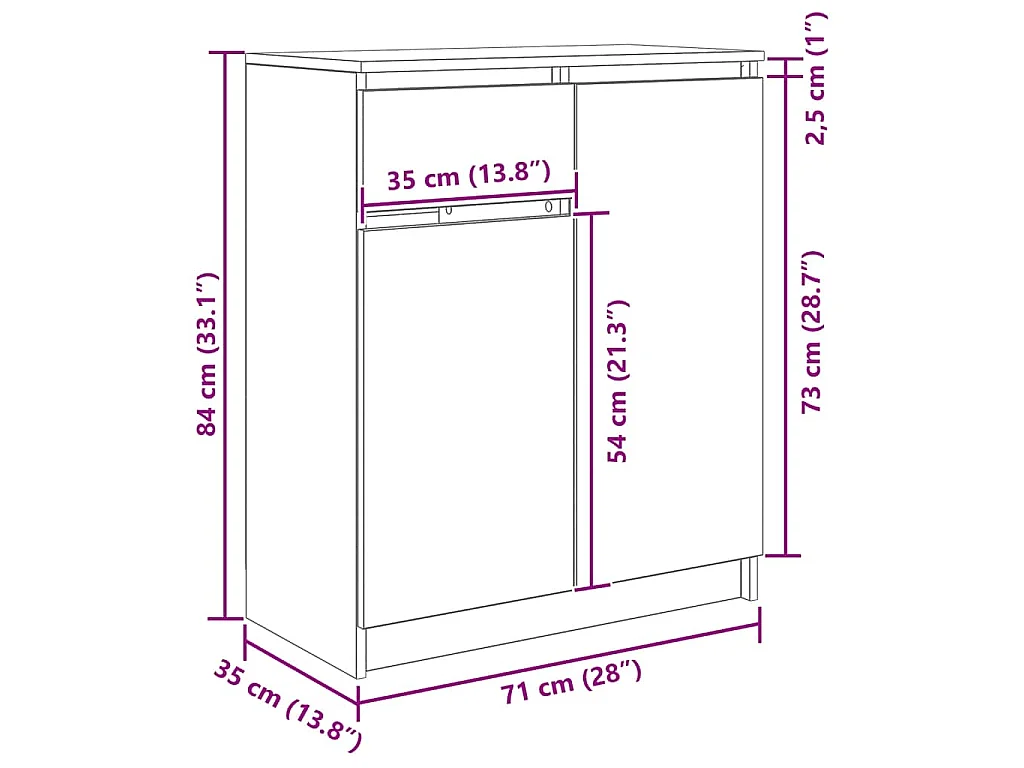 Sideboard mit Schublade Weiß 71x35x84 cm Holzwerkstoff