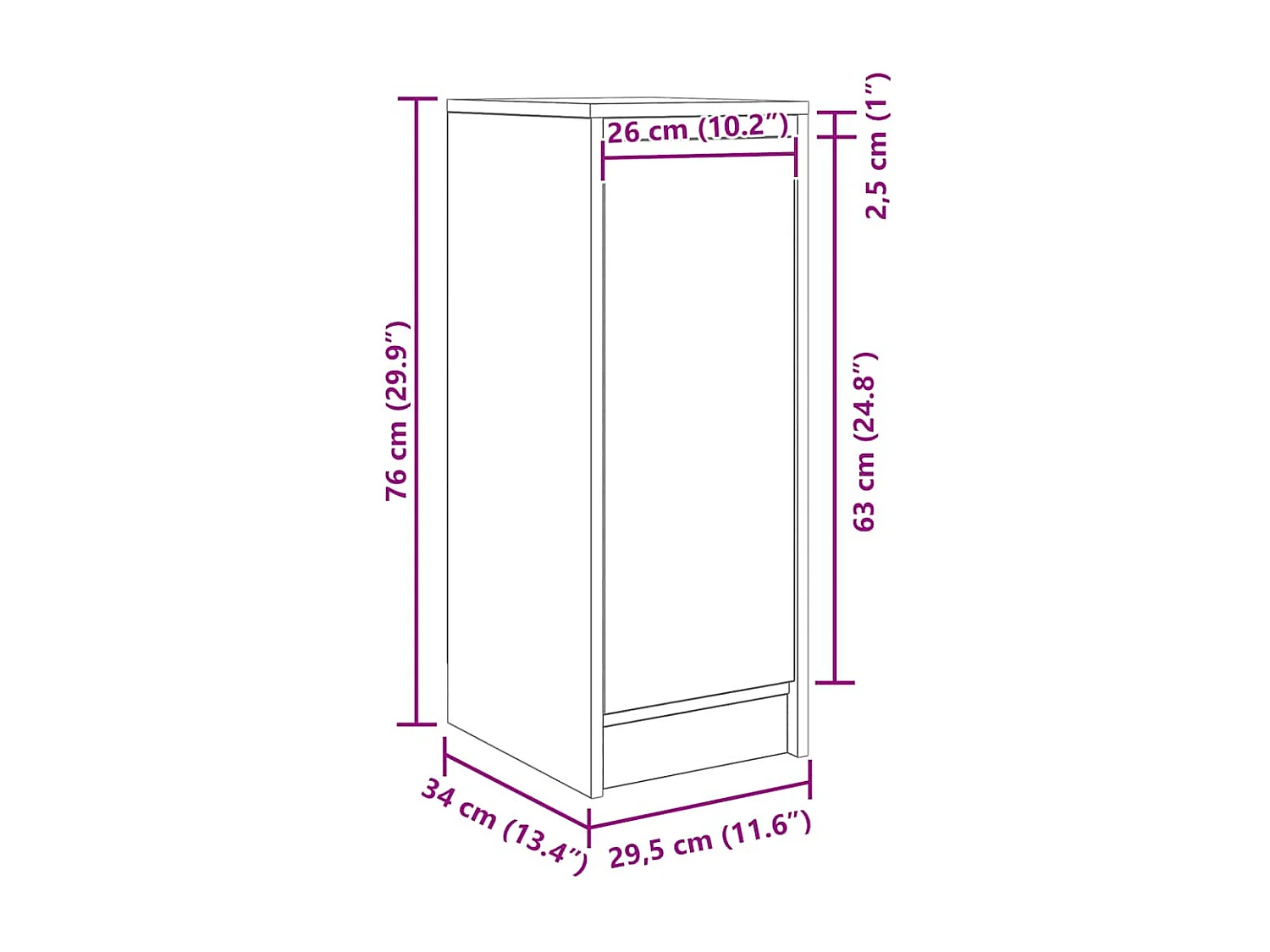 Buffet blanc 29,5x34x76 cm bois d'ingénierie