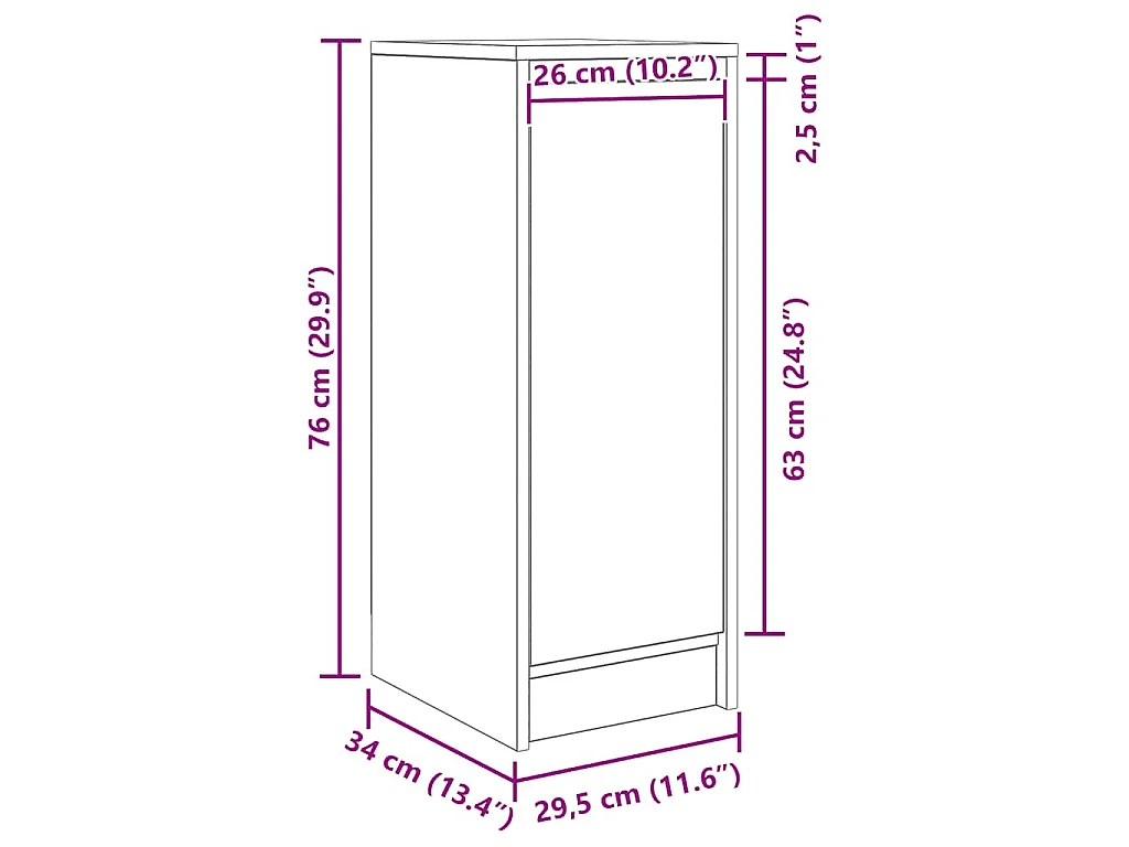 Buffet blanc 29,5x34x76 cm bois d'ingénierie