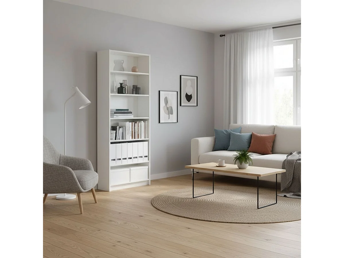 Estantería Boreal 6 estantes blanco roto 202x80x28 cm