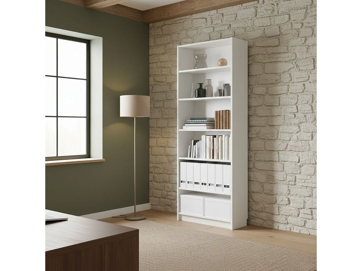 Estantería Boreal 6 estantes blanco roto 202x80x28 cm