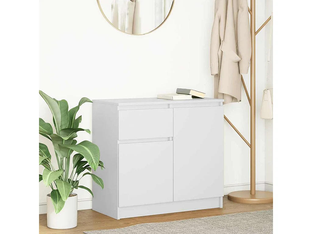 Buffet avec tiroir blanc 71x35x65 cm bois d'ingénierie