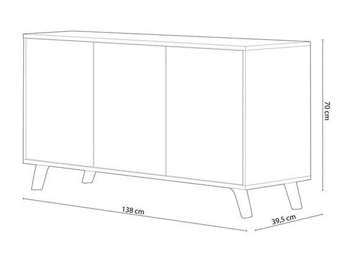 Aparador Soto 3 puertas blanco/roble 70x138x39,5 cm