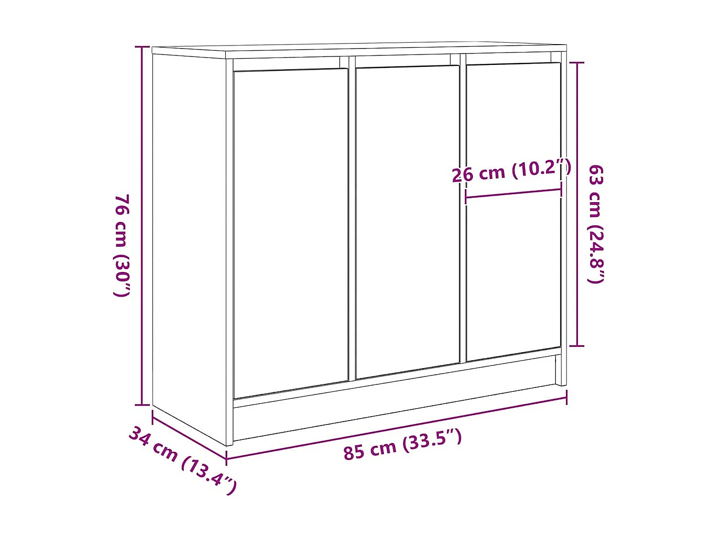 Sideboard Weiß 85x34x76 cm Holzwerkstoff