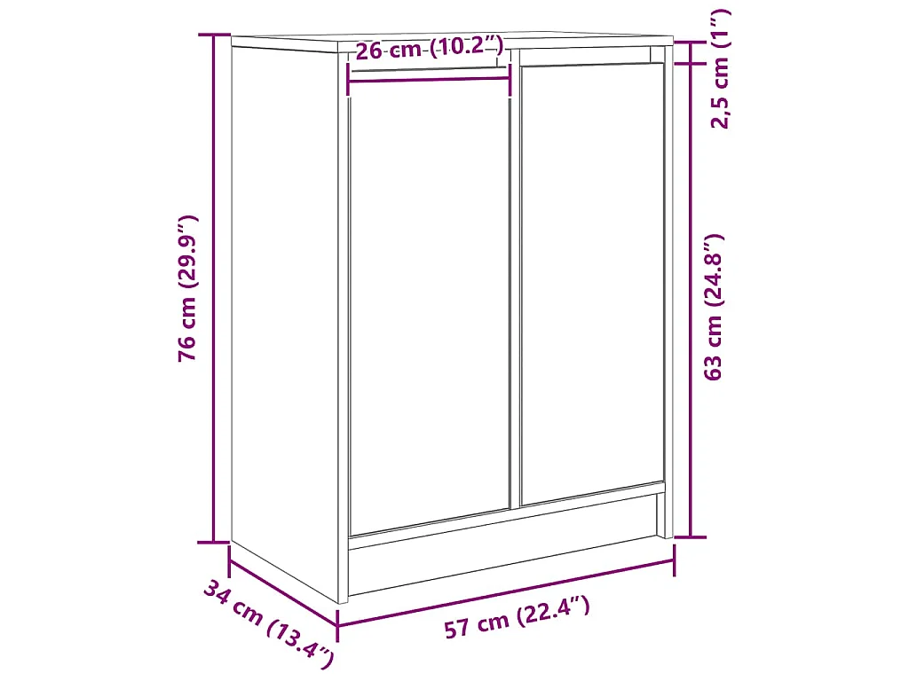 Buffet blanc 57x34x76 cm bois d'ingénierie