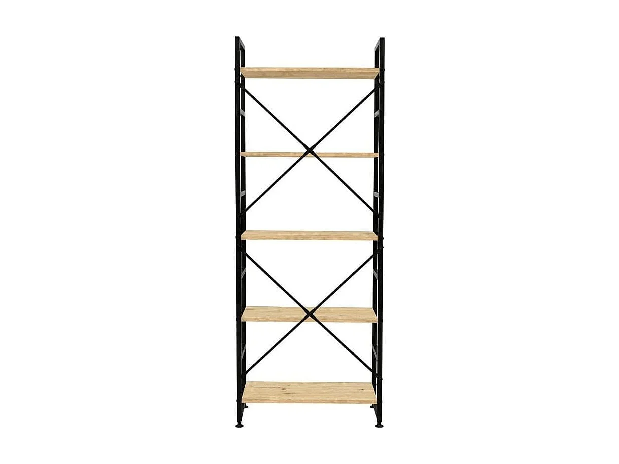 Estantería Hollywood 5 niveles negro/natural 159x60x30 cm