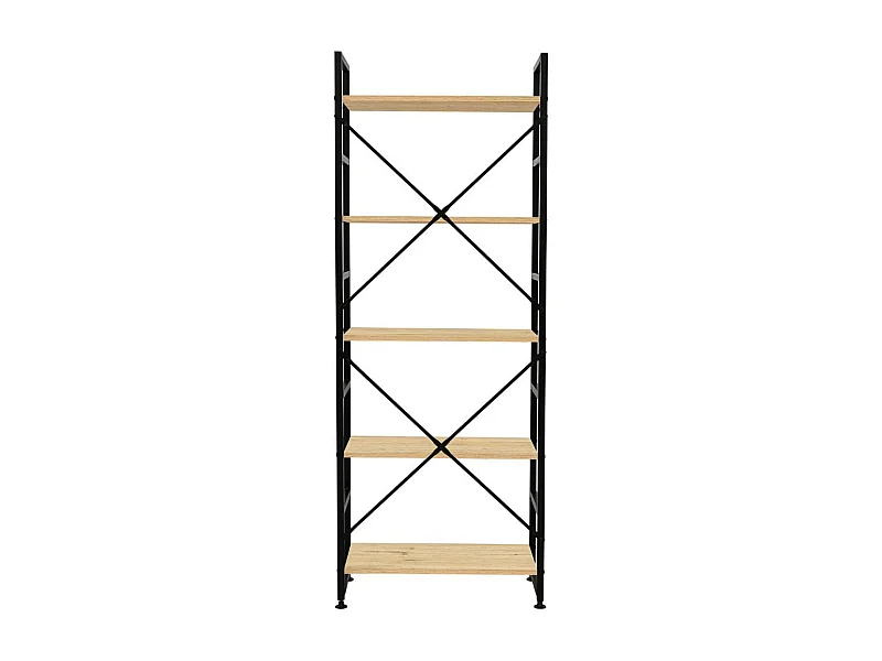 Estantería Hollywood 5 baldas negro/natural 159x60x30 cm