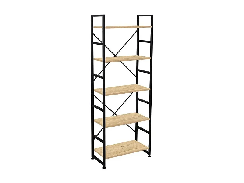 Estantería Hollywood 5 niveles negro/natural 159x60x30 cm