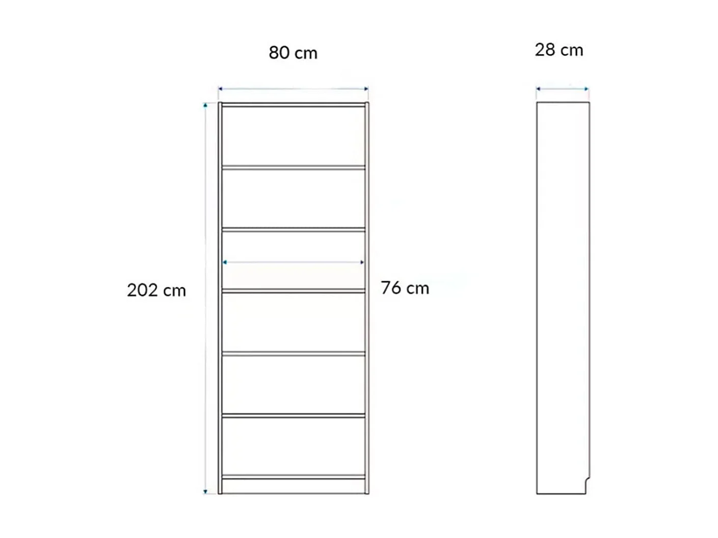 Estantería Boreal 6 estantes cambria/blanco 202x80x28 cm
