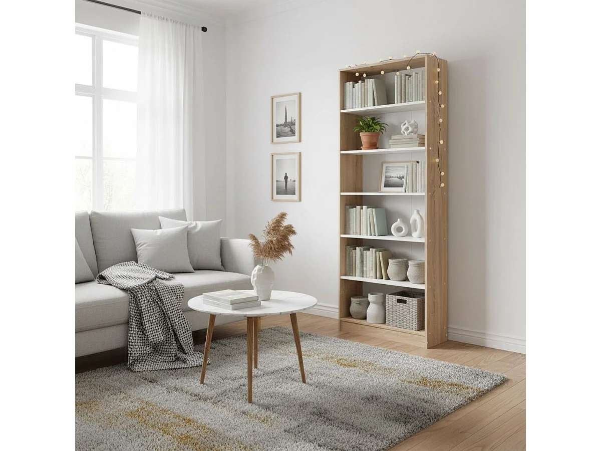 Estantería Boreal 6 estantes cambria/blanco 202x80x28 cm