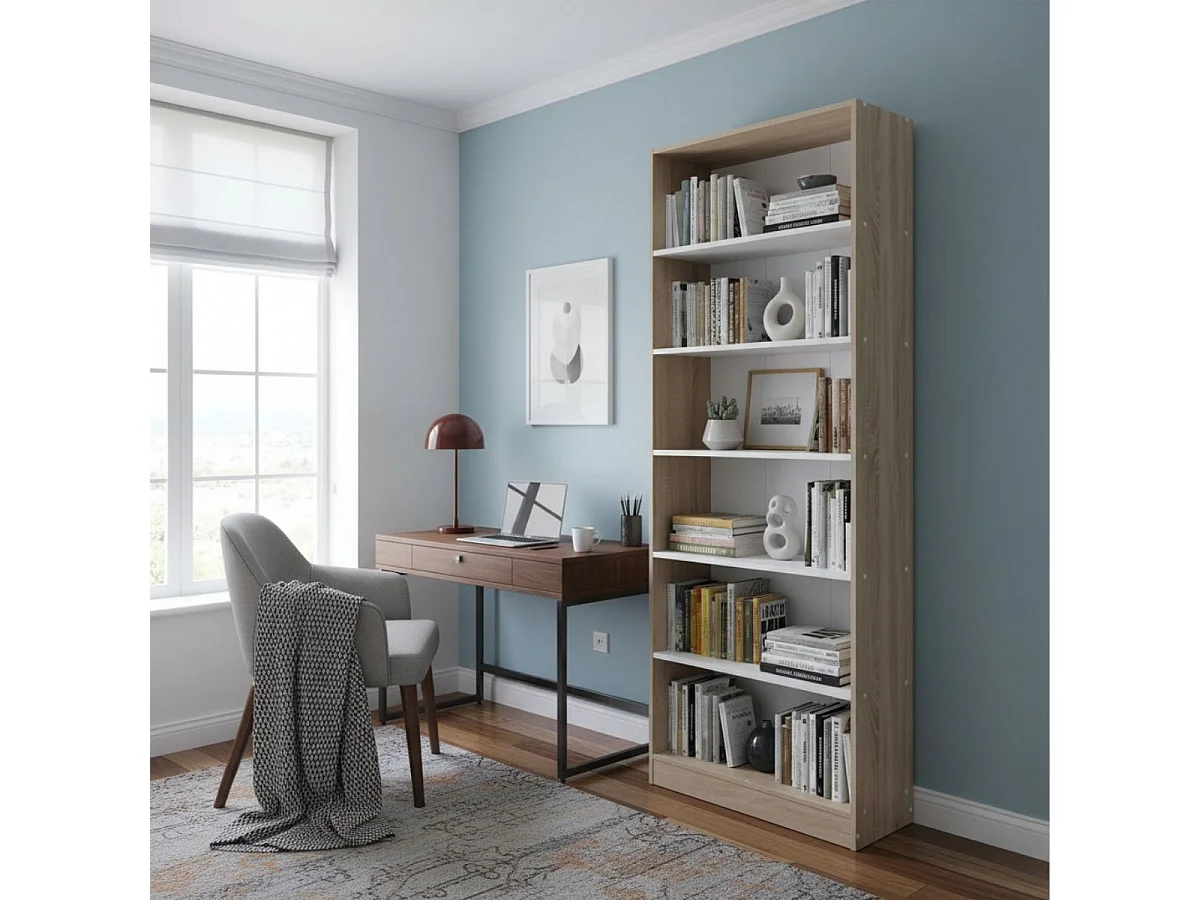 Estantería Boreal 6 estantes cambria/blanco 202x80x28 cm