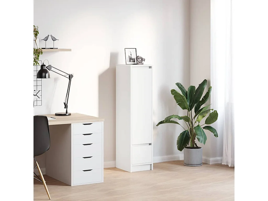 Buffet haut blanc 29,5x34x119,5 cm bois d'ingénierie
