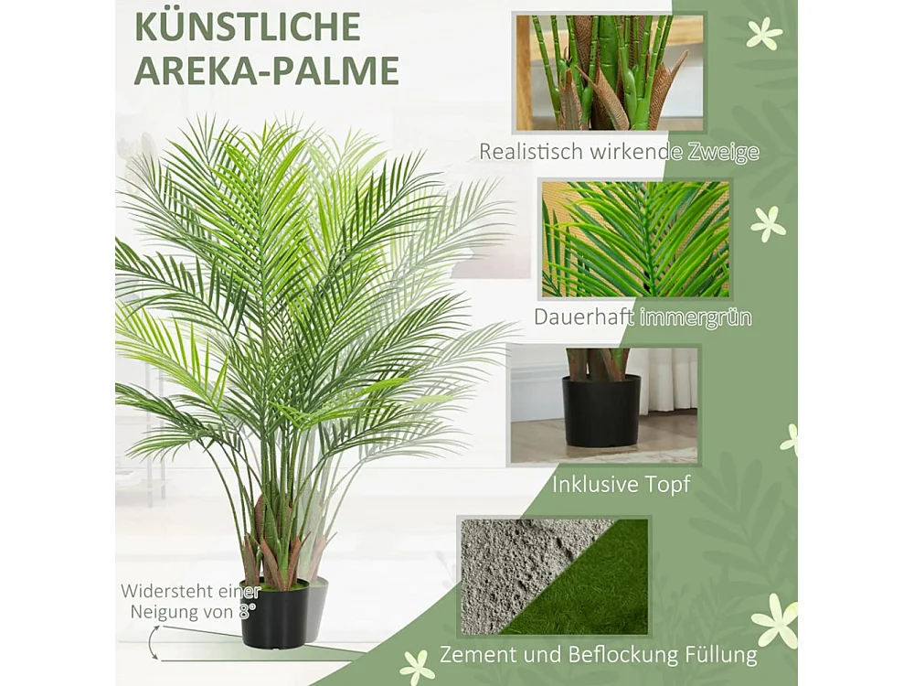 Künstliche Kunstpflanze, Plastik Künstliche Pflanzen im Topf für Wohnzimmer Büro 120cm