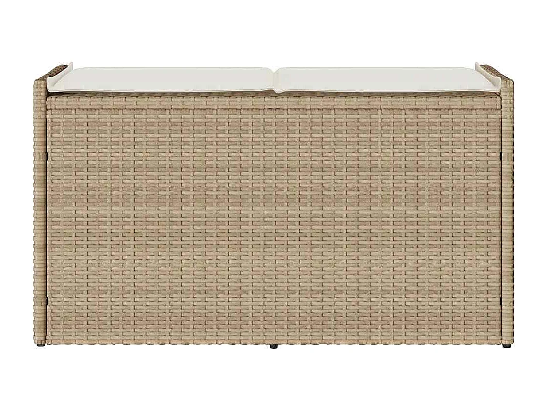 Opbergbank met kussen voor buiten 100 cm poly rattan beige