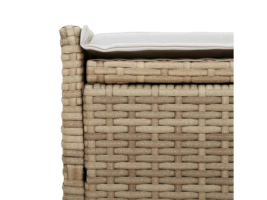 Opbergbank met kussen voor buiten 100 cm poly rattan beige