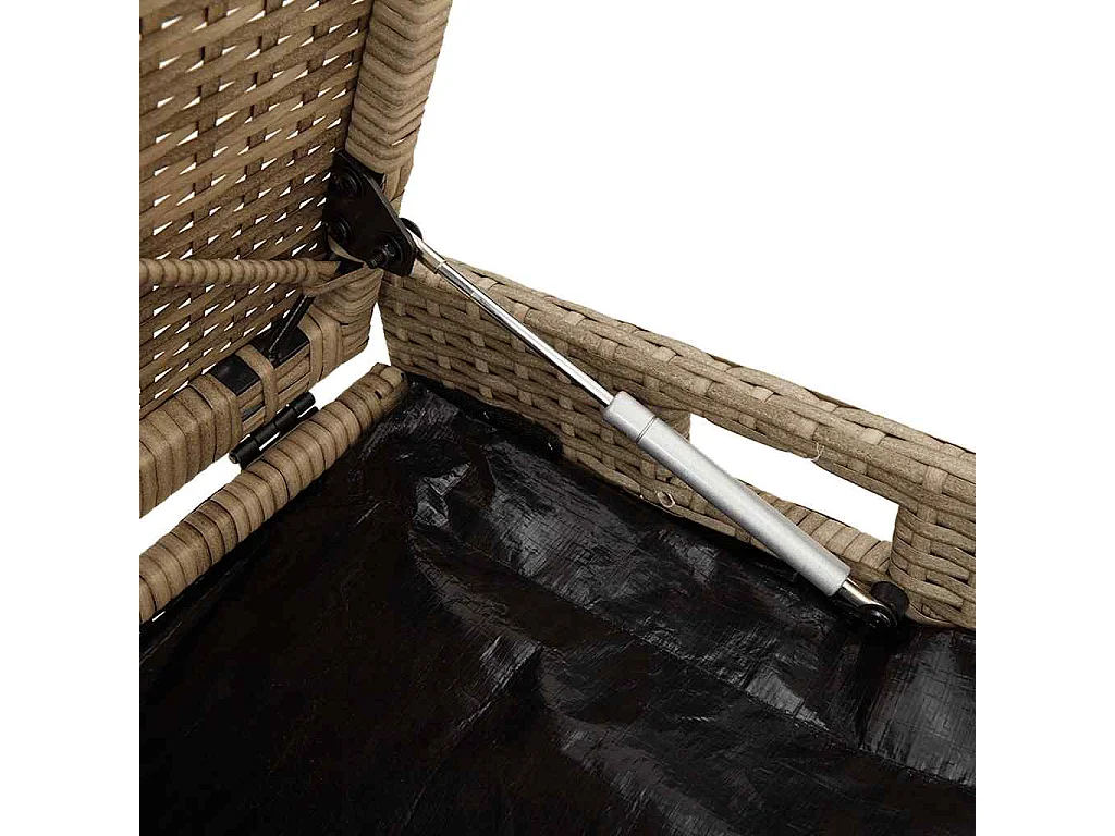 Opbergbank met kussen voor buiten 100 cm poly rattan beige