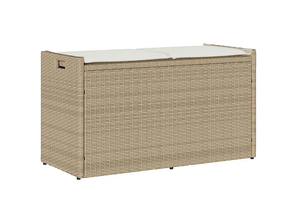 Cassapanca da Esterno con Cuscino Beige 100 cm in Polyrattan