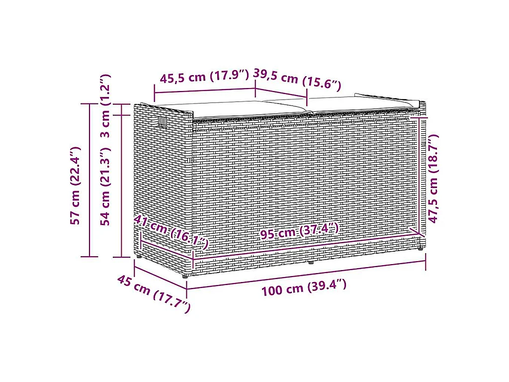Cassapanca da Esterno con Cuscino Beige 100 cm in Polyrattan