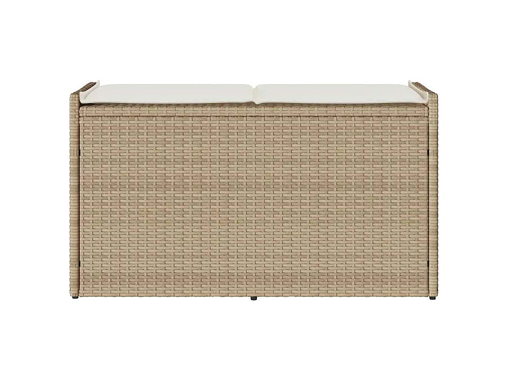 Cassapanca da Esterno con Cuscino Beige 100 cm in Polyrattan