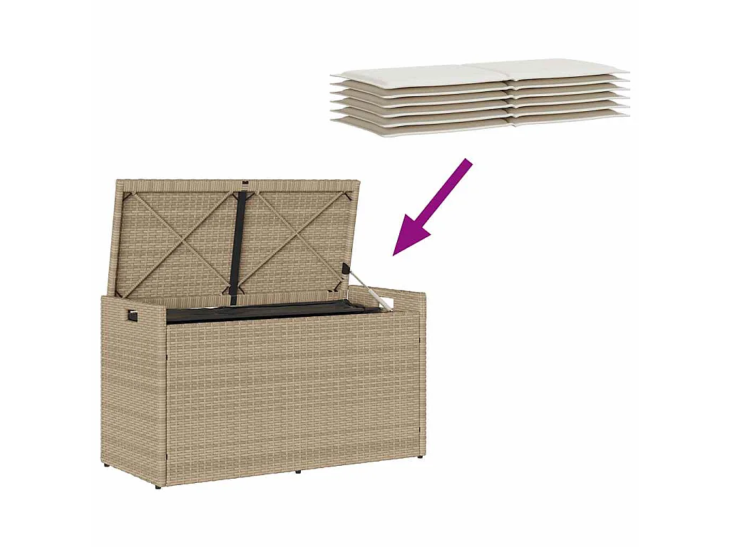 Cassapanca da Esterno con Cuscino Beige 100 cm in Polyrattan