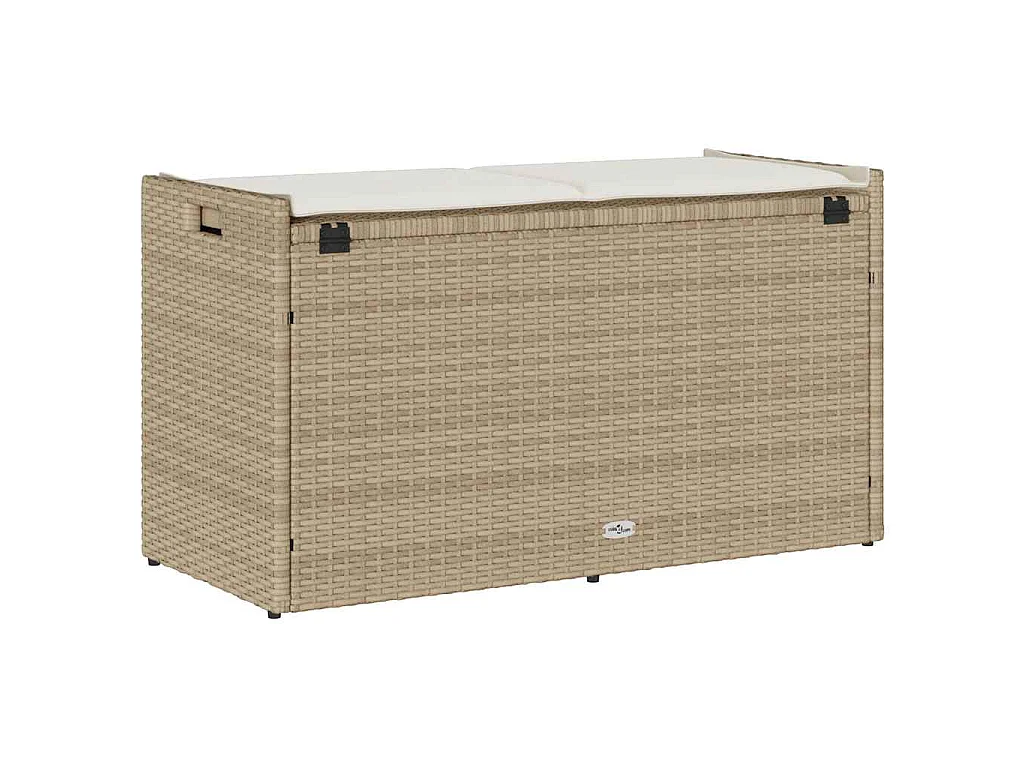 Cassapanca da Esterno con Cuscino Beige 100 cm in Polyrattan