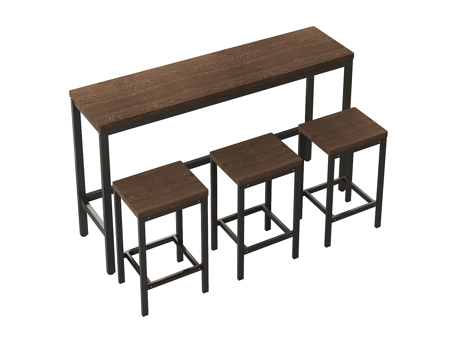 Insieme tavolo bar 4 pezzi MDF metallo cucina salle à manger 148x40x90 cm brun foncé