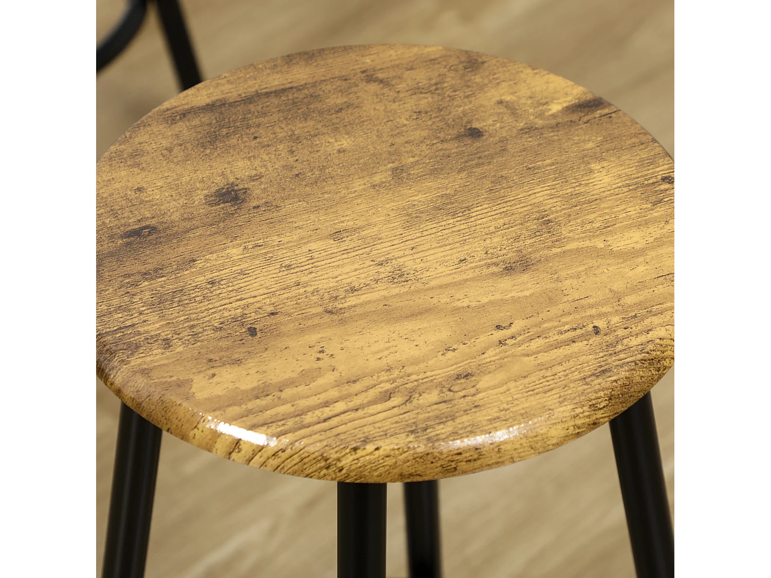 Insieme bar 5 pezzi tavolo MDF metallo 4 tabourets cucina industriale salone brun noir 110x50x89cm