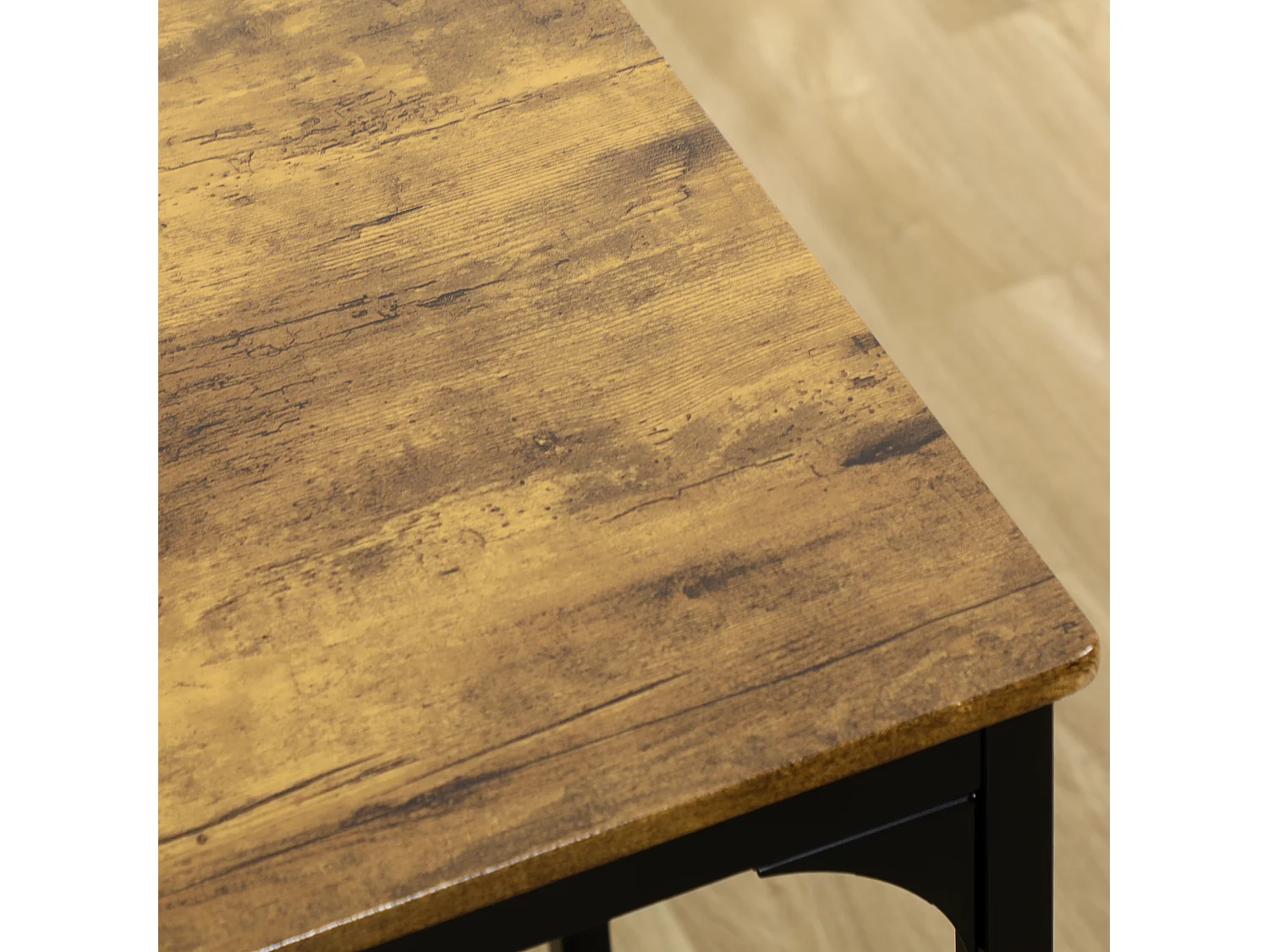 Insieme bar 5 pezzi tavolo MDF metallo 4 tabourets cucina industriale salone brun noir 110x50x89cm