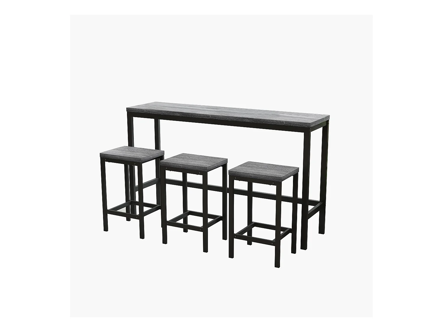 Conjunto de mesa alta 4 piezas MDF metal cocina comedor gris 148x40x90 cm