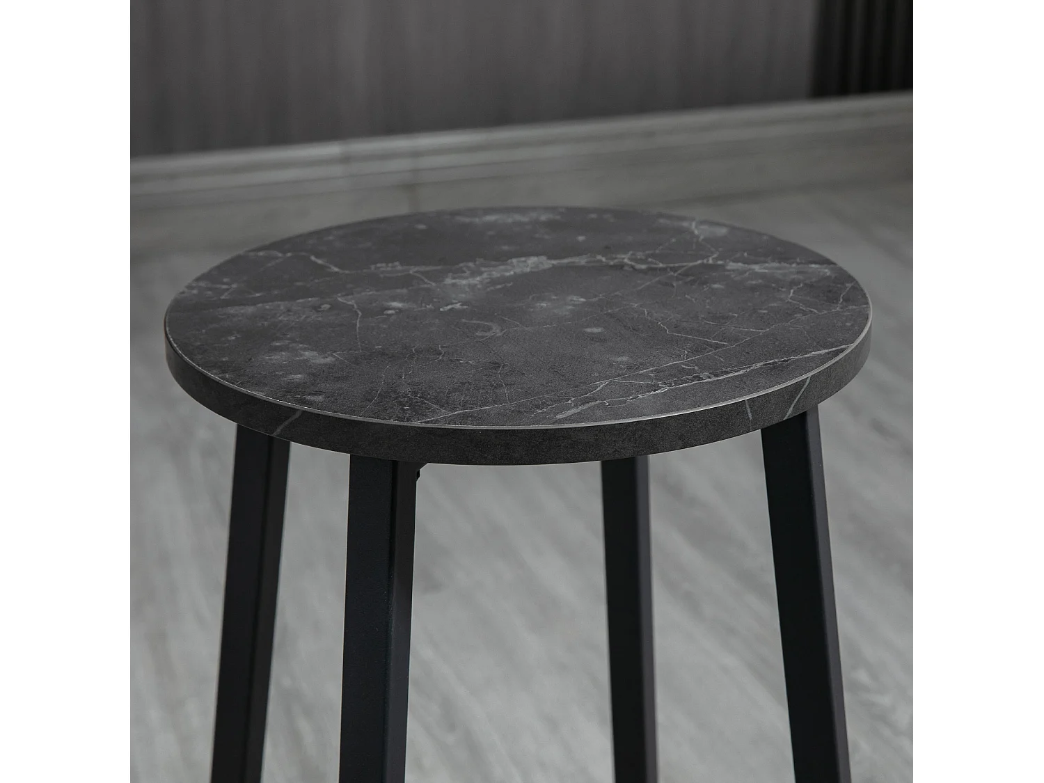 Conjunto de bar de 3 piezas con mesa de metal MDF y 2 taburetes para cocina, salón, blanco y negro