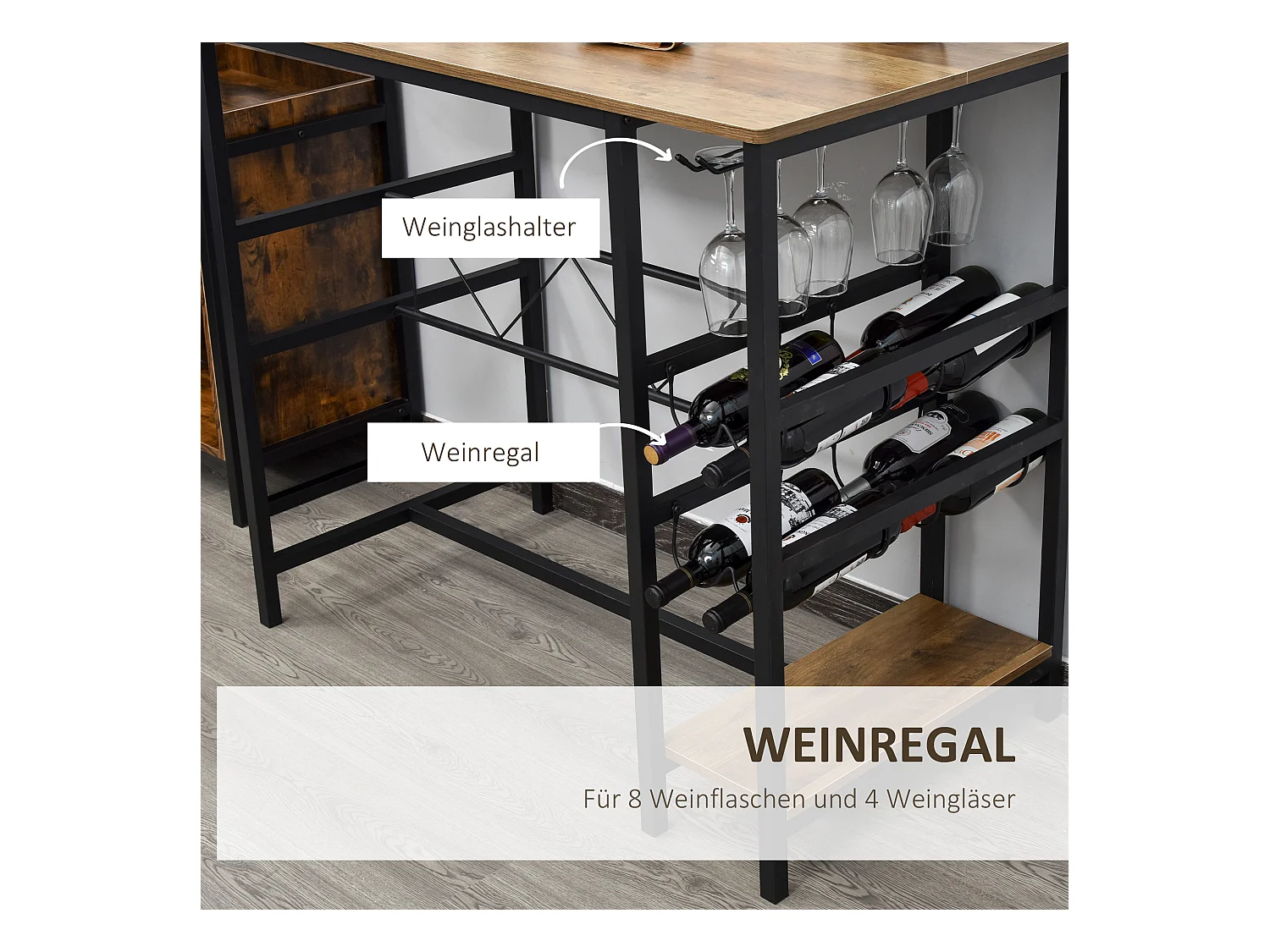 Conjunto de bar de 3 peças, mesa de metal MDF, 2 bancos, cozinha, sala de estar, preto natural