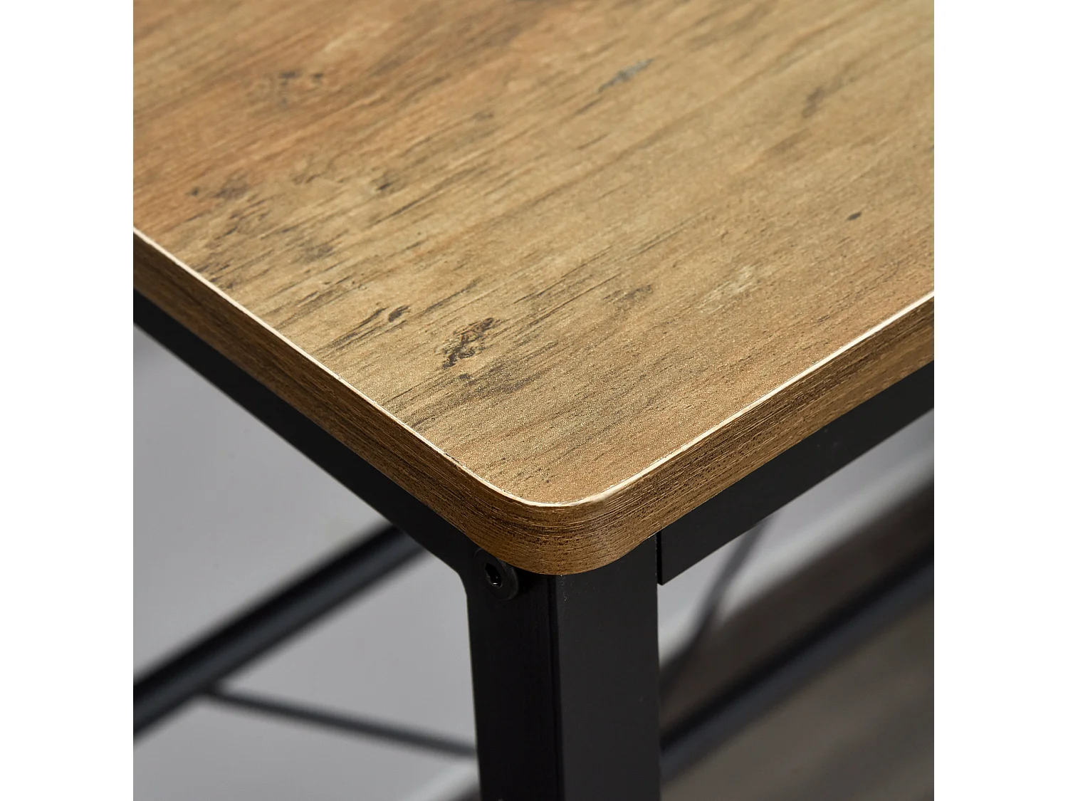 Conjunto de bar de 3 peças, mesa de metal MDF, 2 bancos, cozinha, sala de estar, preto natural