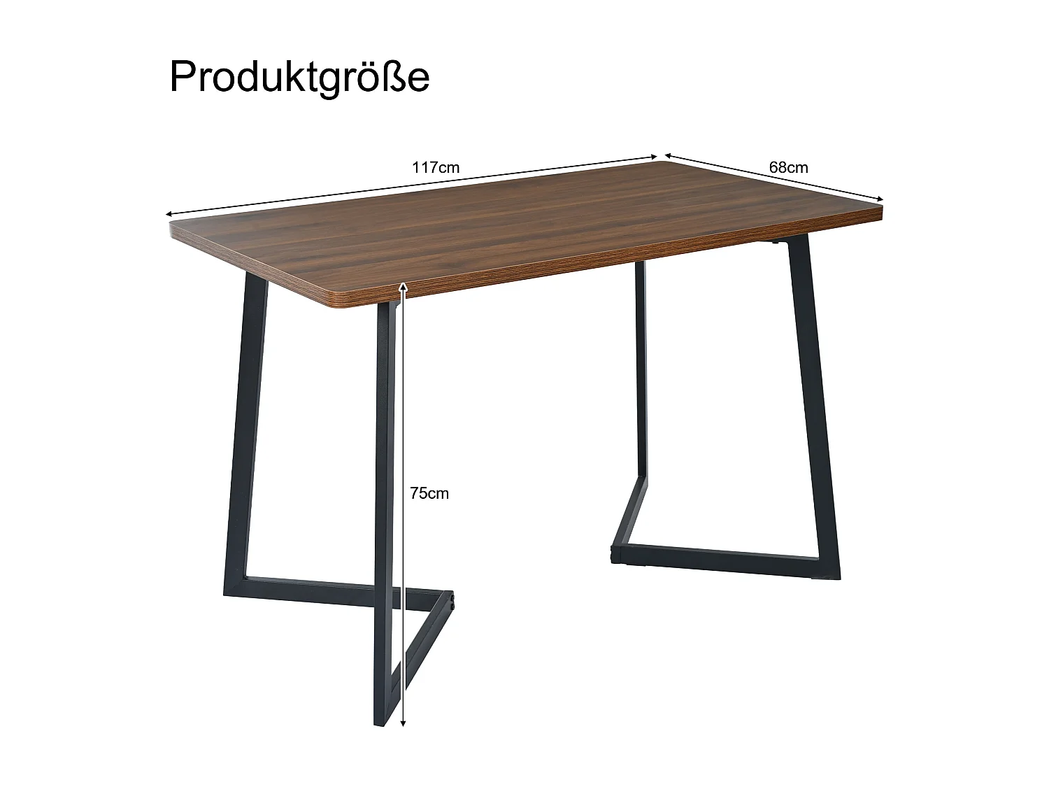 Conjunto de jantar com 5 peças, mesa de 117 x 68 cm, pernas de metal em MDF, cadeiras de linho cinza escuro