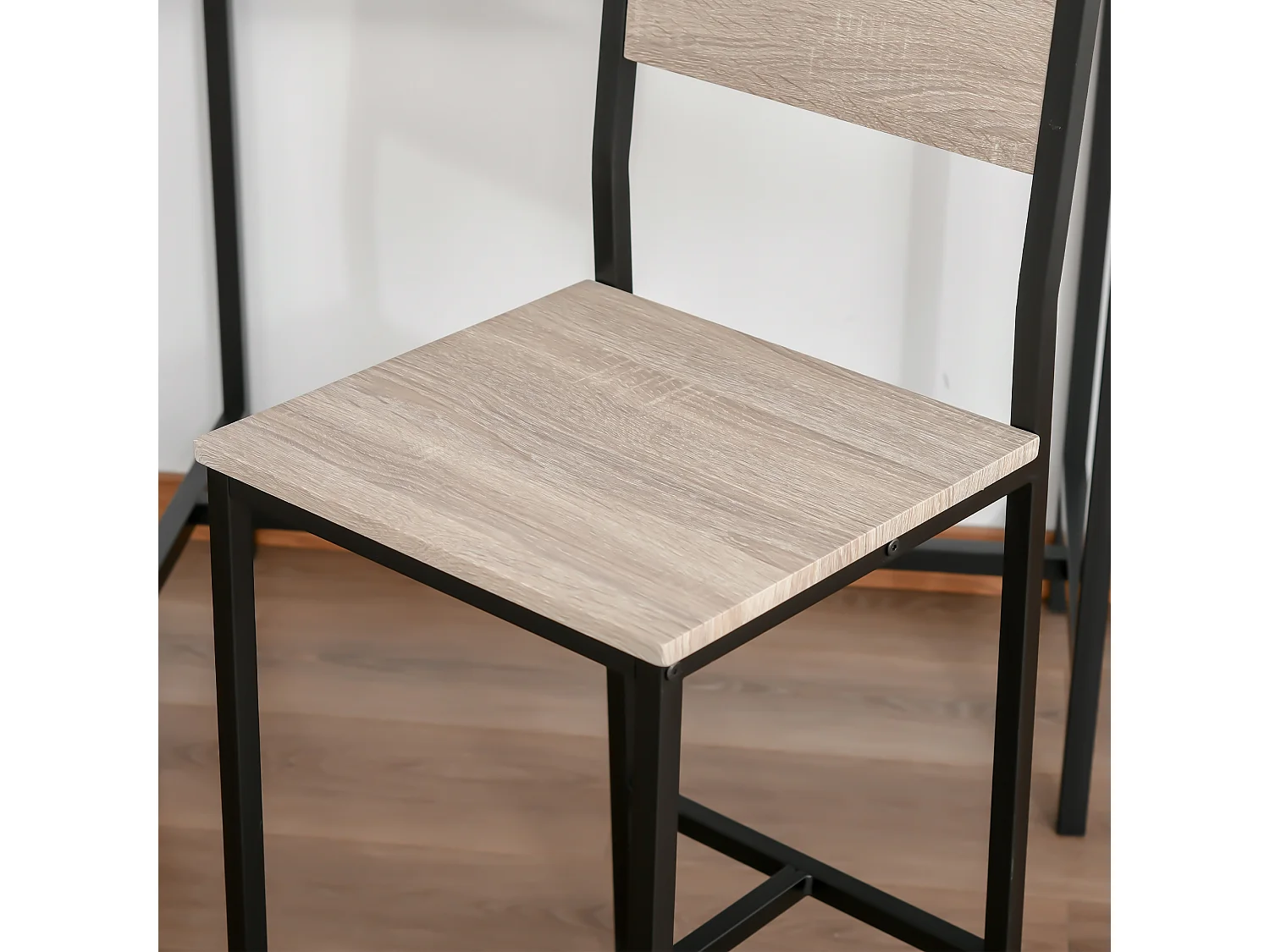 Ensemble bar tavolo 3 pezzi MDF metallo 2 tabourets cucina salone naturel noir 89x45x87cm