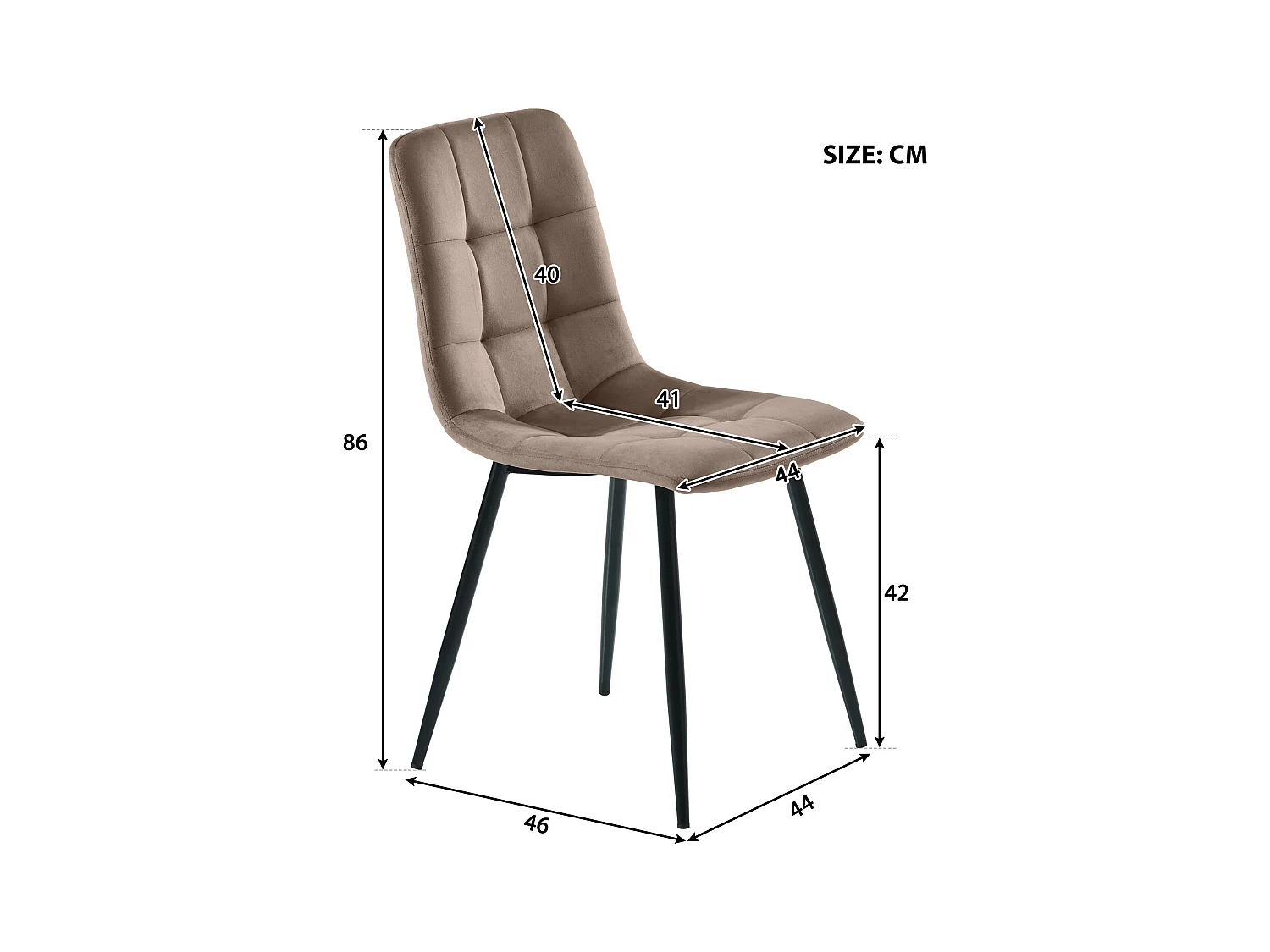 Conjunto de jantar de 5 peças: mesa de MDF 140 x 80 cm + 4 cadeiras de veludo marrom, pernas de metal preto