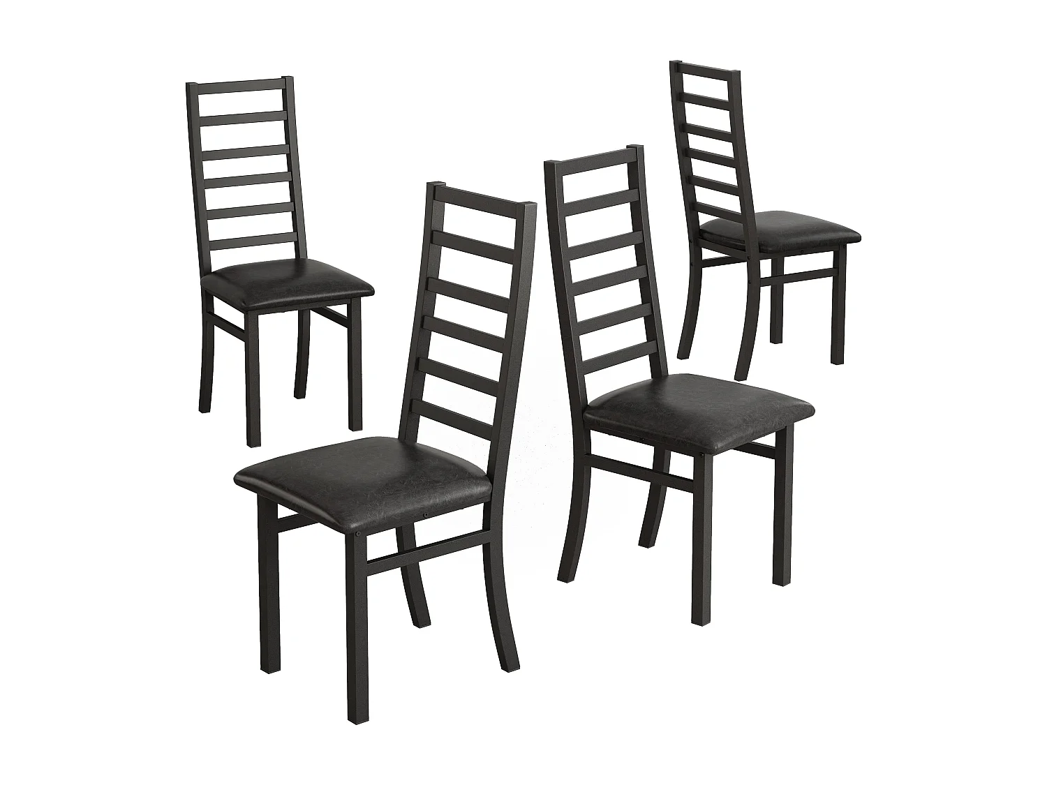 Tavolo completo tulipe 120 cm 4 sedie metallo PU brun et noir salle à manger café